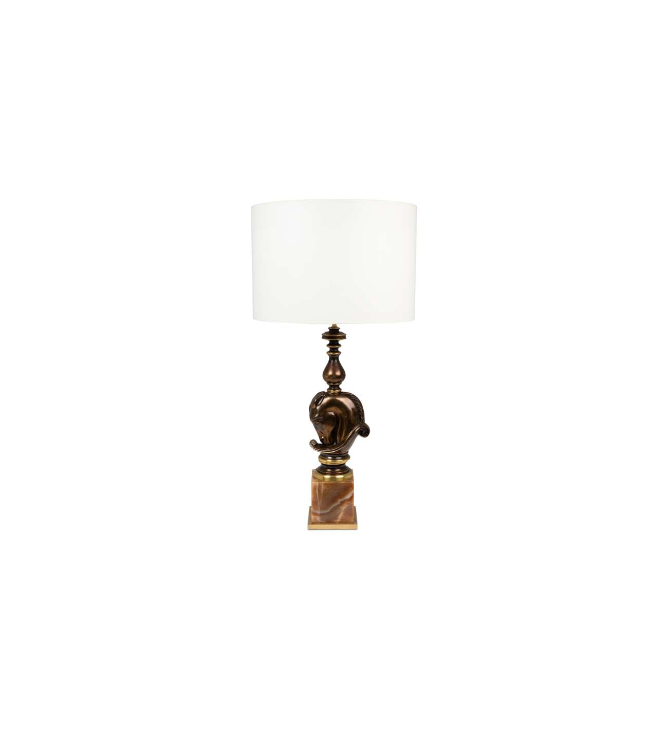 Maison Charles. Patinated bronze horse bust lamp. 1970s.