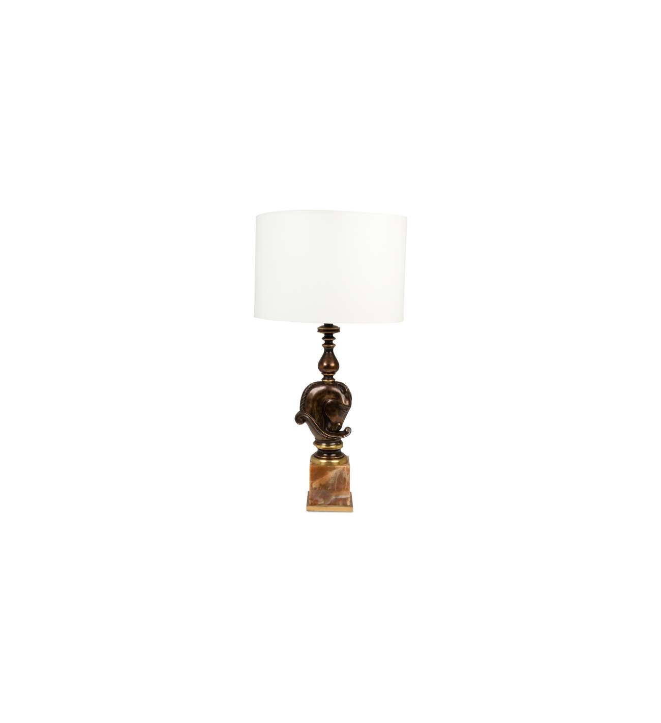 Maison Charles. Lampe buste de... Maison Charles. Lampe buste de cheval en bronze patiné. Années 1970.