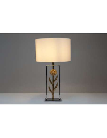 Maison Charles, attributed to. Pair of sunflower lamps. 1970s -Bozaart