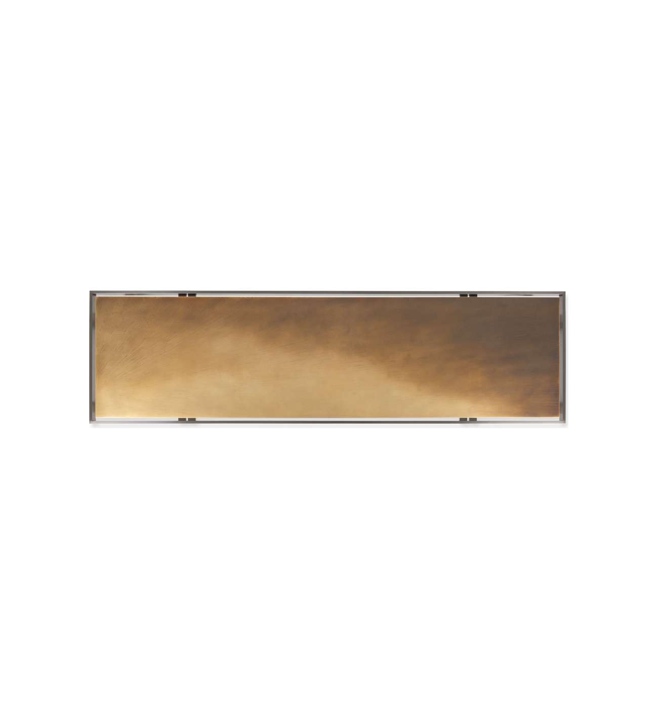 Rectangular console table in steel... Rectangular console table in steel and brass. Contemporary work.