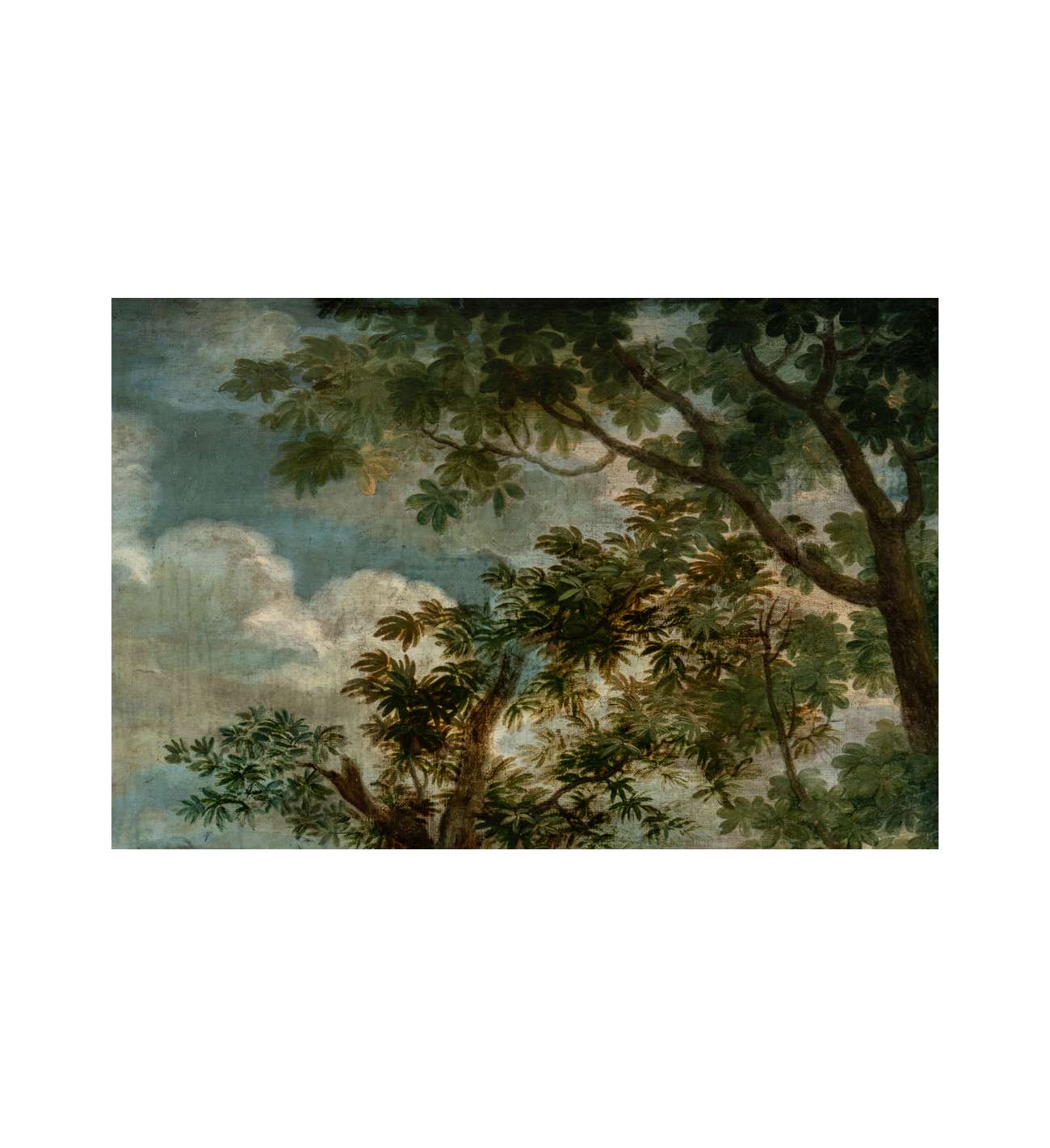 Huile sur toile représentant une... Huile sur toile représentant une cueillette. XVIIIe siècle.