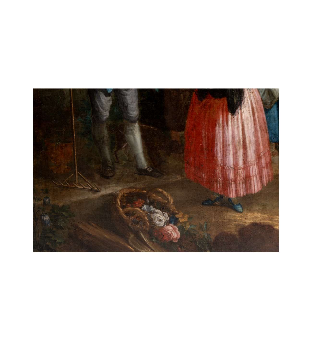 Huile sur toile représentant une... Huile sur toile représentant une cueillette. XVIIIe siècle.