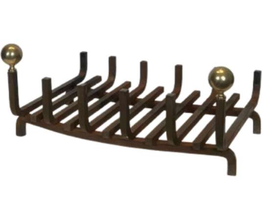 Porte-Bûches en Fer Forgé et Laiton