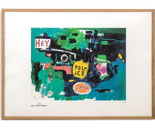 Jean-Michel Basquiat. Numbered color silkscreen print. 1990s.