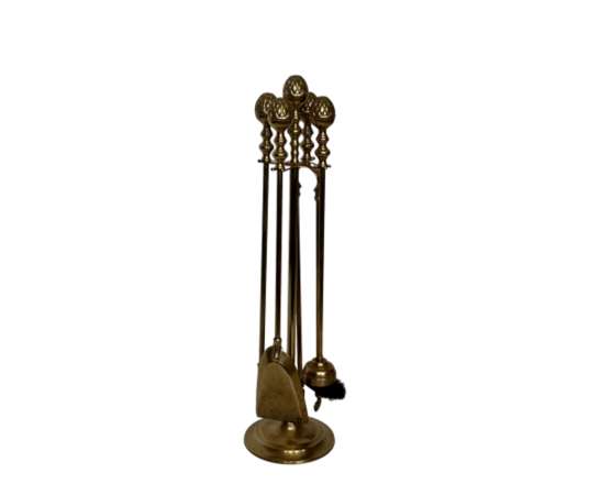 Nécessaire de Feu En Laiton aux Pommes de Pin