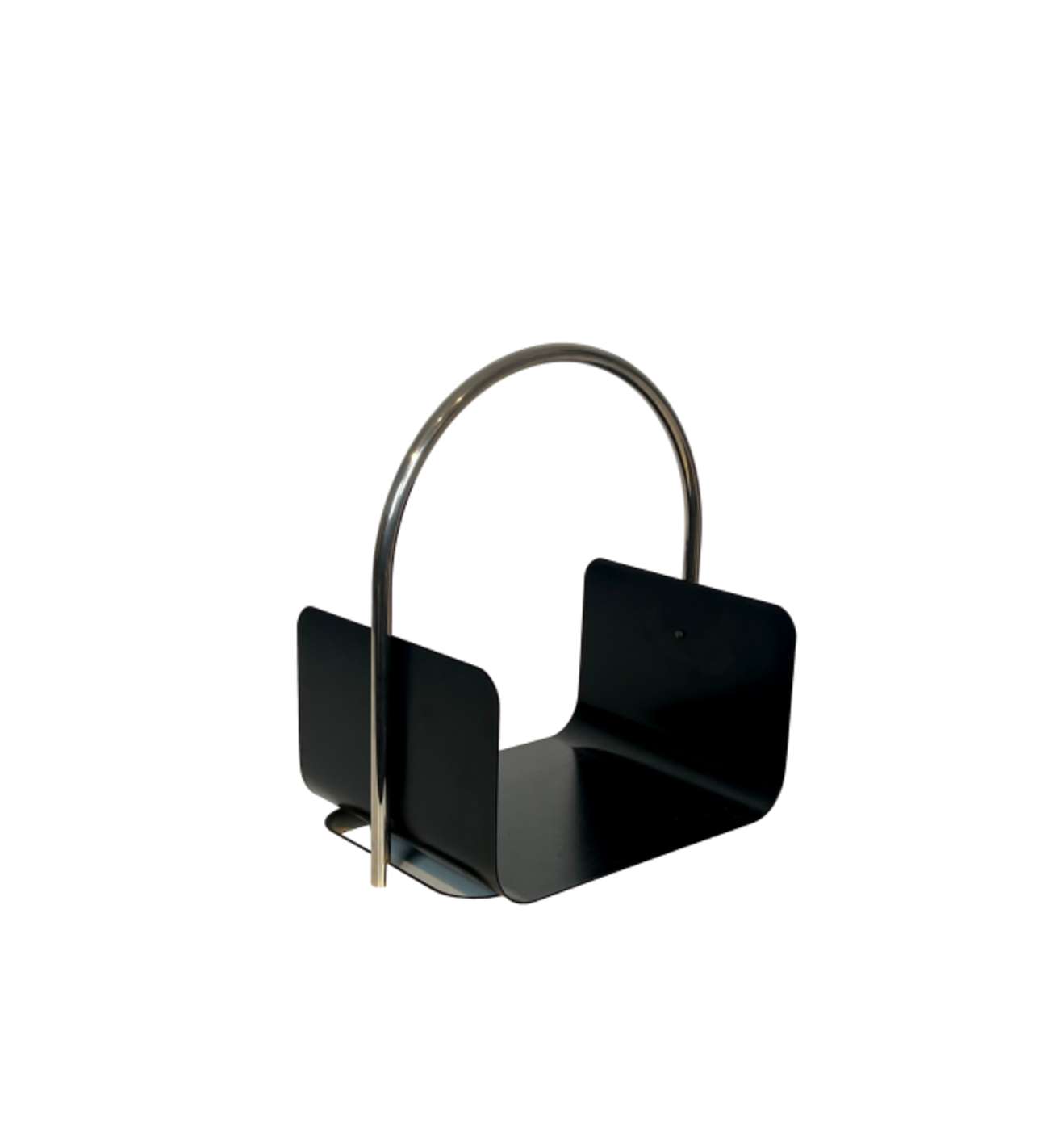 Porte-Buches Design en Métal Laqué Noir et Chrome