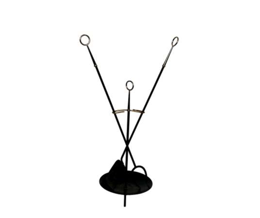 Nécessaire de Feu Design en Métal Laqué Noir et Laiton