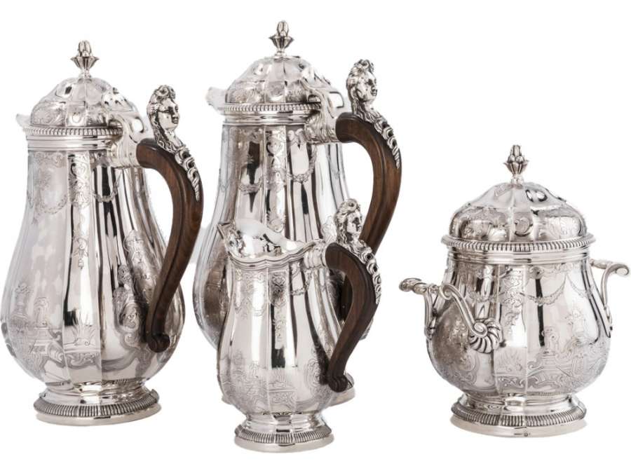 Goldsmith PAUL CANAUX - Coffee / chocolate service 4 pieces in solid silver