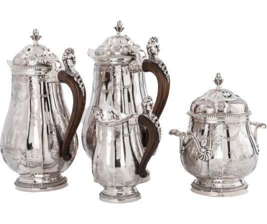 Goldsmith PAUL CANAUX - Coffee / chocolate service 4 pieces in solid silver