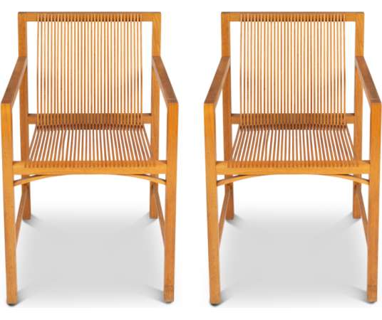 Ruud Jan Kokke. Pair of minimalist oak armchairs. 1980s
