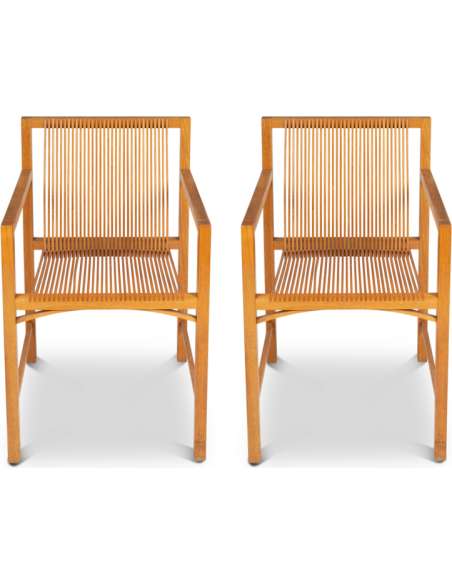 Ruud Jan Kokke. Paire de fauteuils minimalistes en chêne. Années 1980 -Bozaart