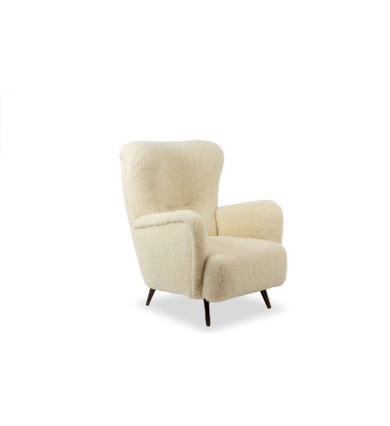 Fauteuil, ou bergère, avec son tissu à bouclettes. Années 1950