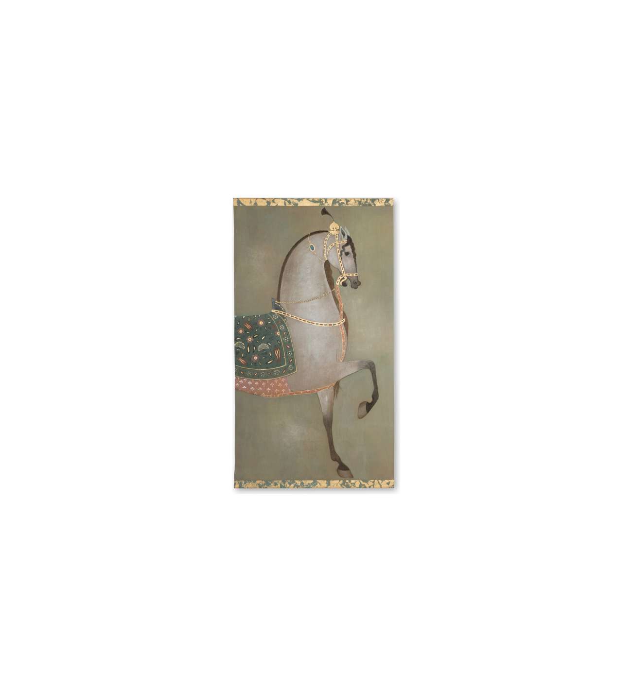 Painted canvas depicting an Indian horse in profile. Contemporary work.