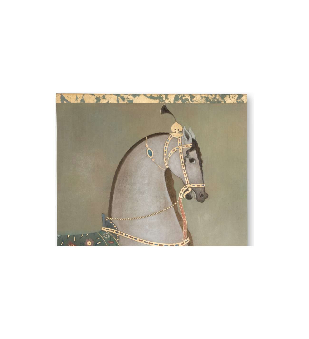 Toile peinte figurant un cheval... Toile peinte figurant un cheval indien de profil. Travail contemporain