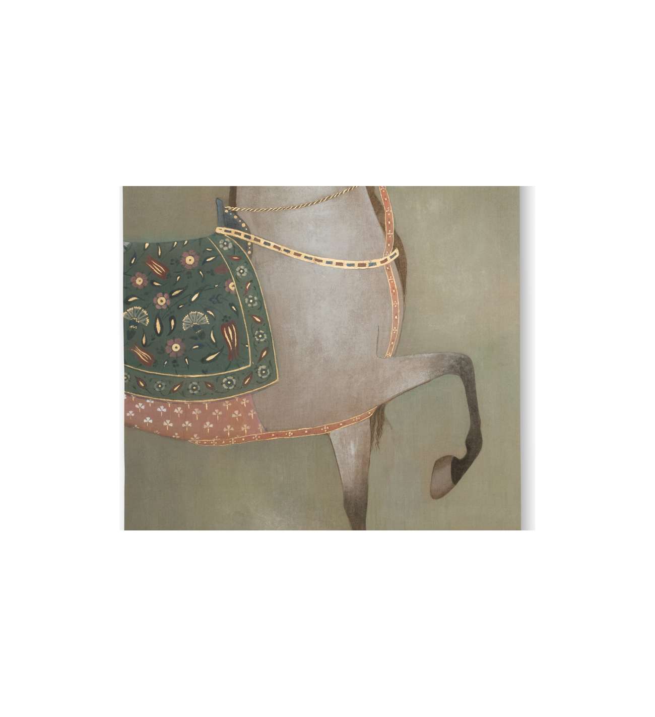 Toile peinte figurant un cheval... Toile peinte figurant un cheval indien de profil. Travail contemporain