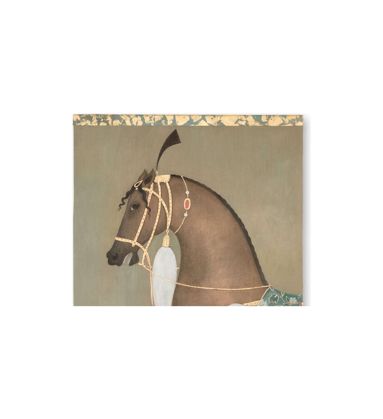 Painted canvas depicting an Indian... Painted canvas depicting an Indian horse in profile. Contemporary work.