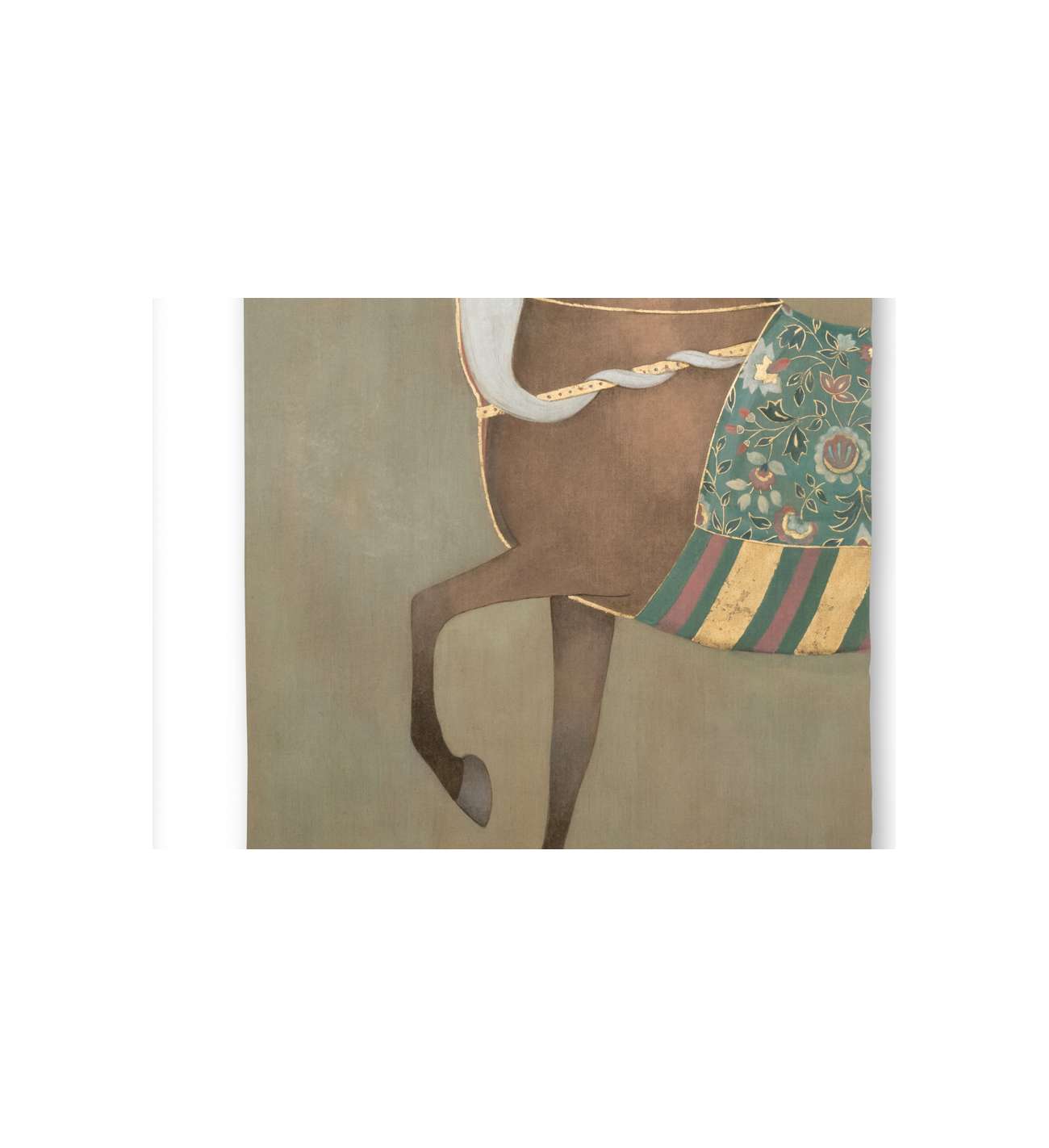 Toile peinte figurant un cheval... Toile peinte figurant un cheval indien de profil. Travail contemporain.