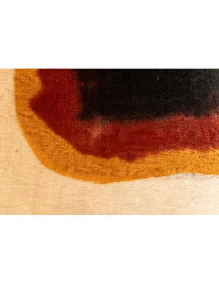 Triptyque à décor géométrique en laine tissée. Travail artisanal, 20e siècle. -Bozaart
