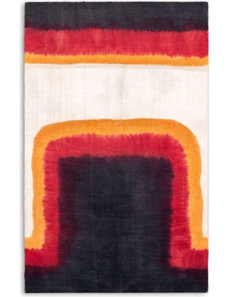 Triptyque à décor géométrique en laine tissée. Travail artisanal, 20e siècle. -Bozaart