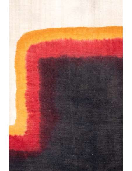 Triptyque à décor géométrique en laine tissée. Travail artisanal, 20e siècle. -Bozaart