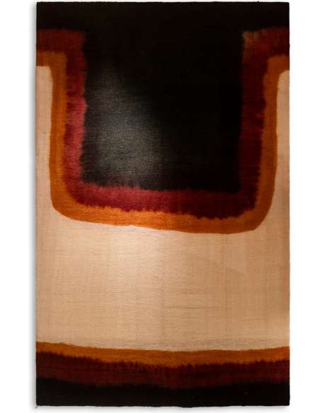 Triptyque à décor géométrique en laine tissée. Travail artisanal, 20e siècle. -Bozaart