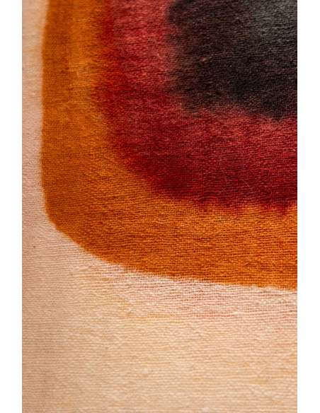 Triptyque à décor géométrique en laine tissée. Travail artisanal, 20e siècle. -Bozaart