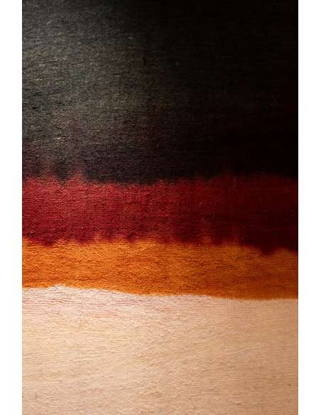 Triptyque à décor géométrique en laine tissée. Travail artisanal, 20e siècle. -Bozaart
