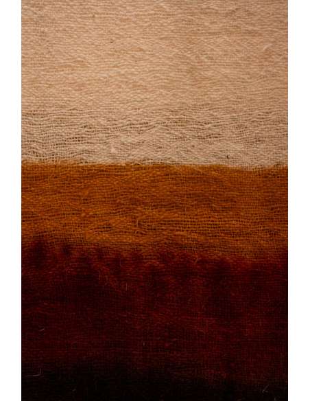 Triptych with geometric decoration in woven wool. Handcrafted, 20th century -Bozaart