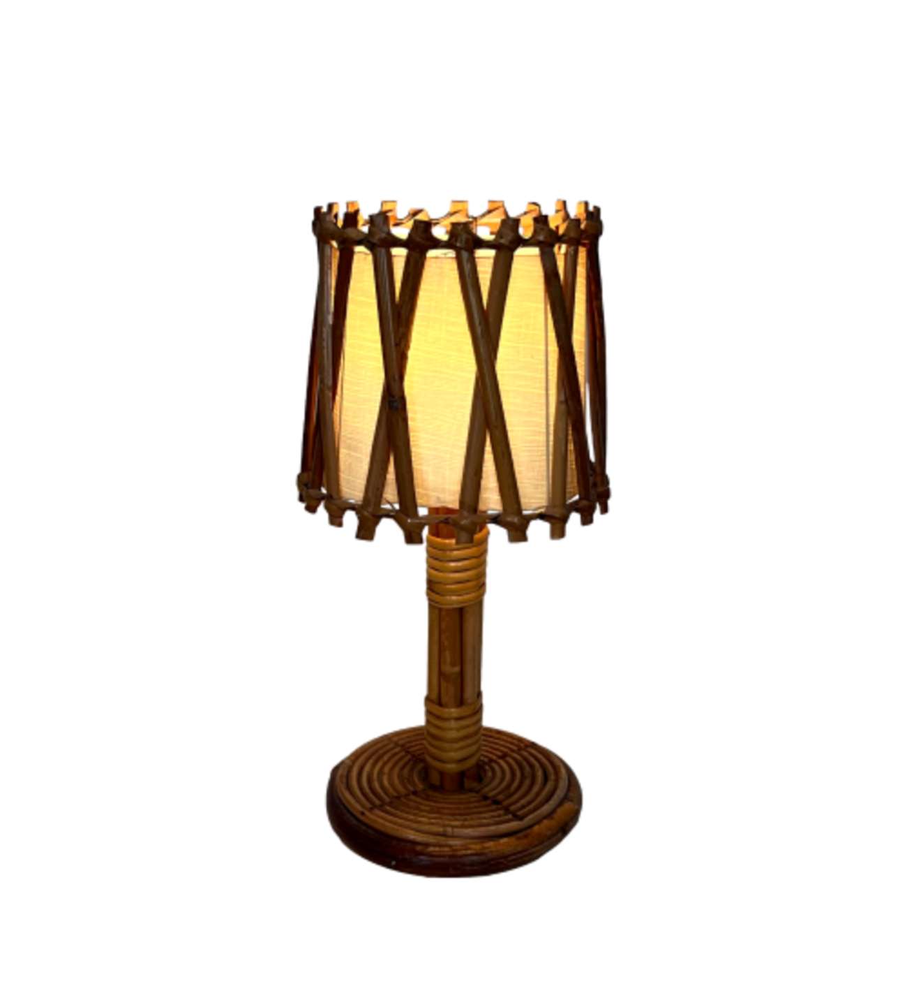 Lampe de Table en Rotin de Louis Sognot