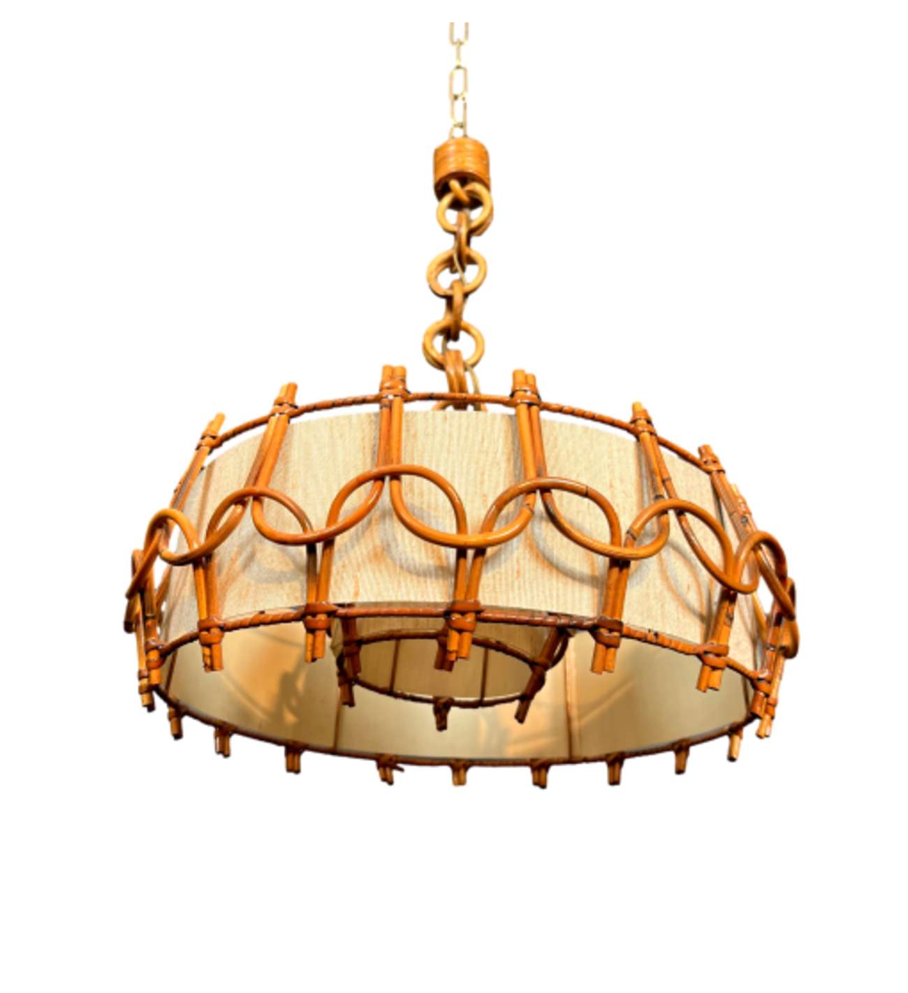 Lustre en Rotin dans le Goût d'Adrien Audoux et Frida Minet (Audoux-Minet)