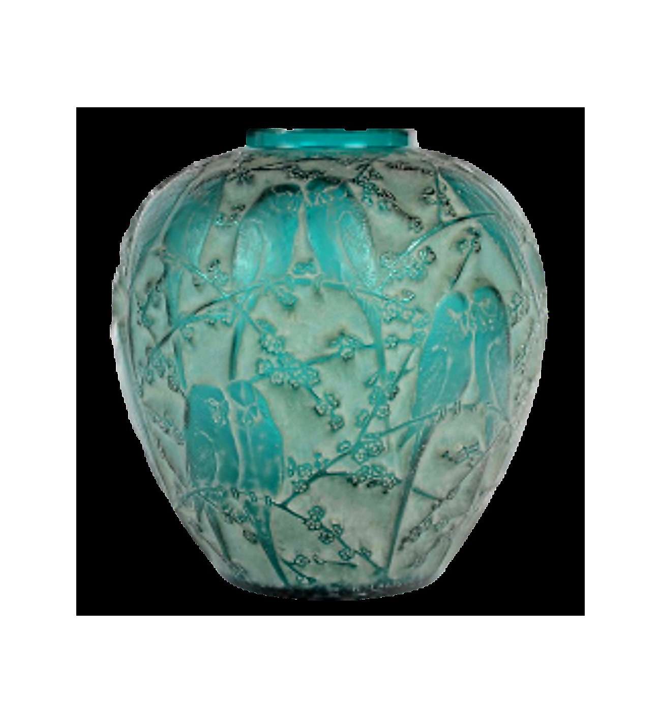 1919 René Lalique - Green-tinted Parakeet Vase