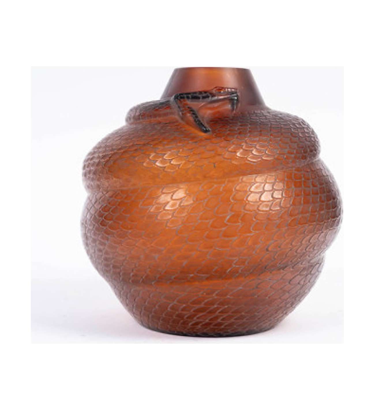 1924 - René Lalique - Amber-tinted Serpent Vase