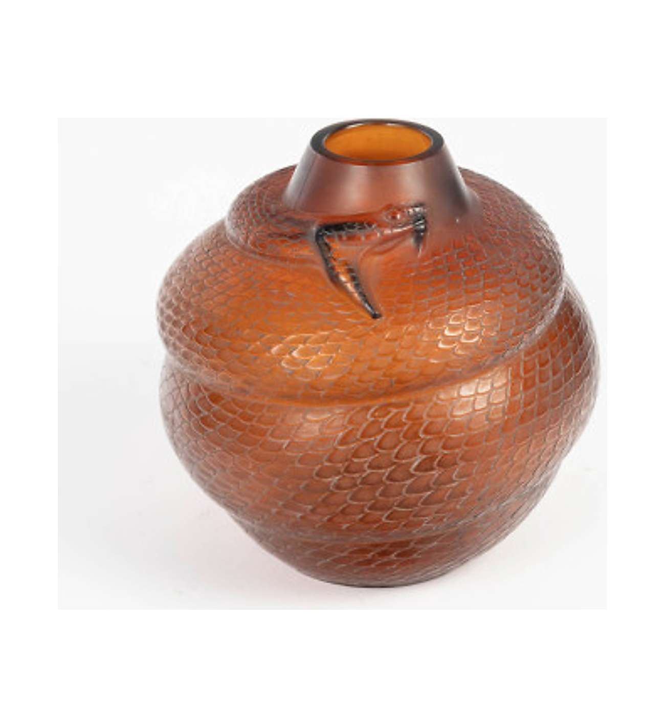 1924 - René Lalique - Amber-tinted... 1924 - René Lalique - Amber-tinted Serpent Vase