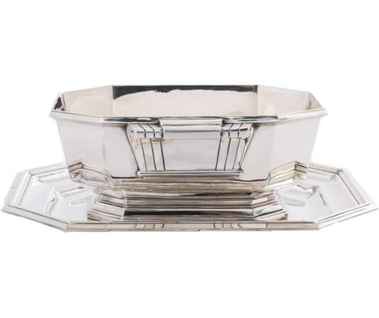 Lapparra orfèvre Saucière en argent époque Art deco 1930