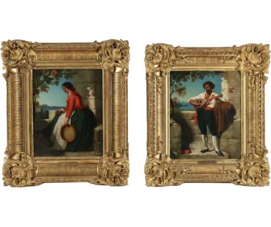 Dominique Louis Papety (Marseille 1815 - 1849 Marseille): A pair of portraits of the Neapolitans.