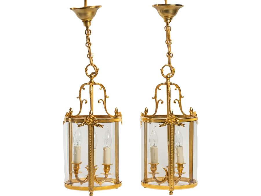 A Pair of lanterns in Louis XVI style.  20th-century.