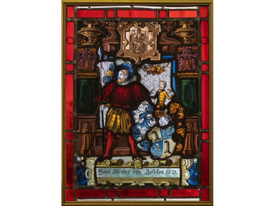 Stained Glass Panel. 19th century.