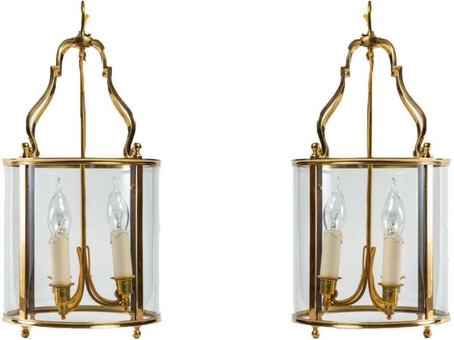 Pair of Louis XVI style lanterns. Twentieth century.