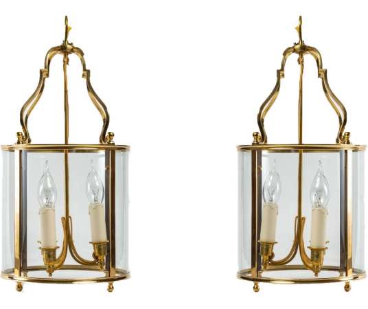 Pair of Louis XVI style lanterns. Twentieth century.