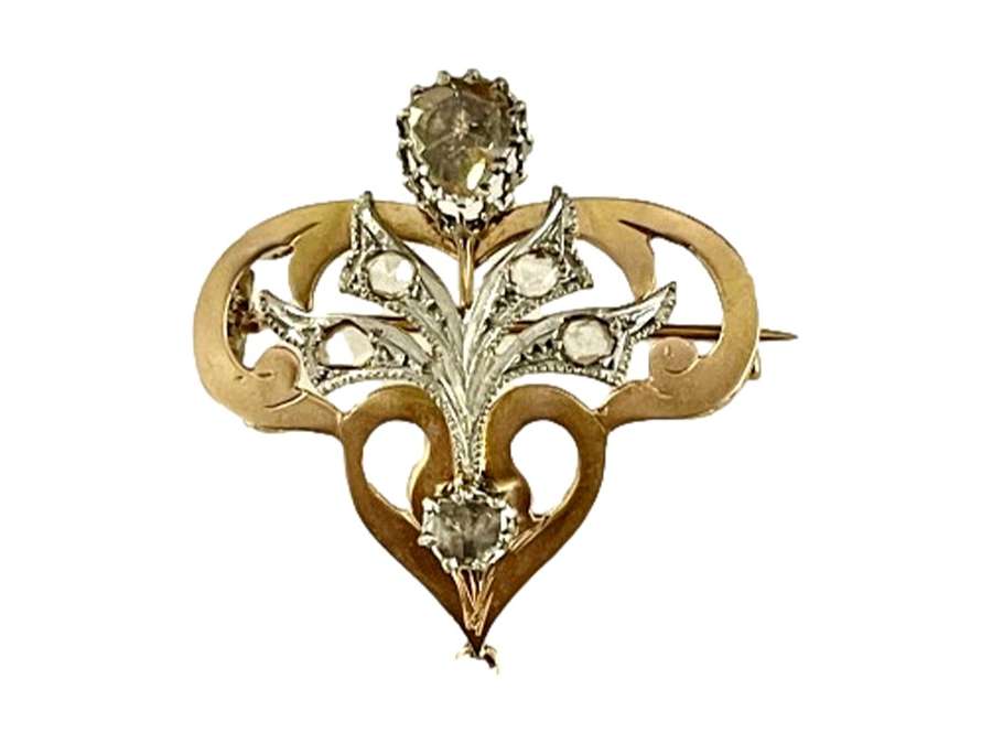 Gold and diamond brooch. 1880s