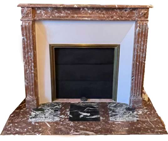 PRETTY ANTIQUE LOUIS XVI STYLE FIREPLACE MADE OF ROYAL RED MARBLE DATING FROM THE END OF THE 19TH...