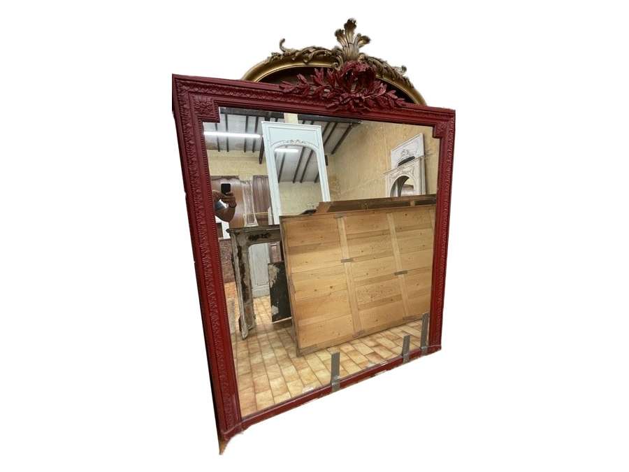 Pretty antique louis xvi style fireplace mirror with branch dating from the end of the 19th-century