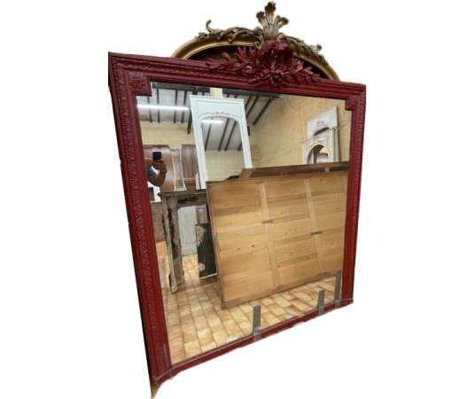 Pretty antique louis xvi style fireplace mirror with branch dating from the end of the 19th-century