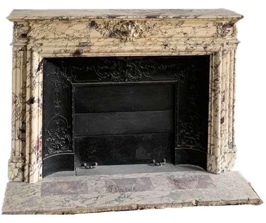 Magnificent antique Louis XIII style fireplace with shells and foliage - 19th century