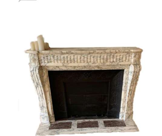 Elegant antique louis xvi style fireplace in arabescato marble dating from the end of the 19th...