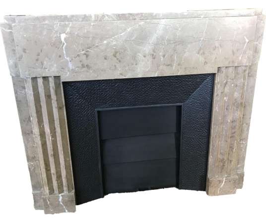 Pretty antique art deco period fireplace in lunel marble