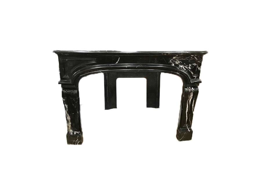 Beautiful pair of old fireplaces dating from the end of the 19th century Louis XIV style in Black Marquina marble