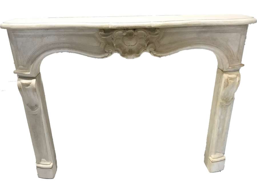 Elegant reconstructed stone fireplace in Louis XV style reissue