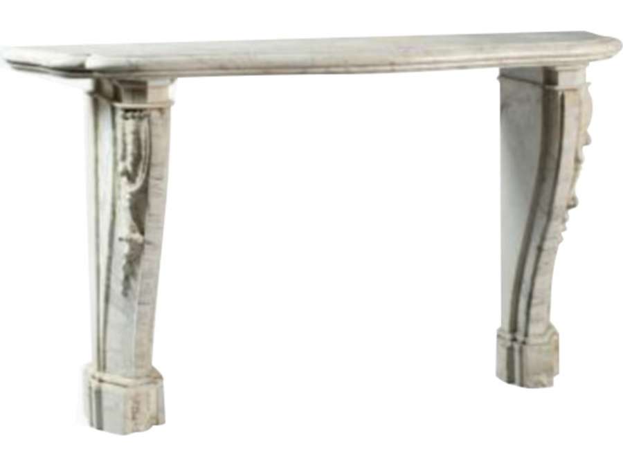 Beautiful antique Louis XV rococo style console in Carrara marble dating from the end of the 19th century