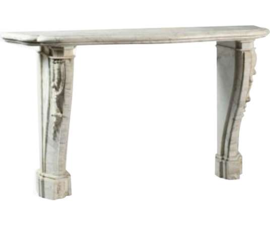 Beautiful antique Louis XV rococo style console in Carrara marble dating from the end of the 19th...